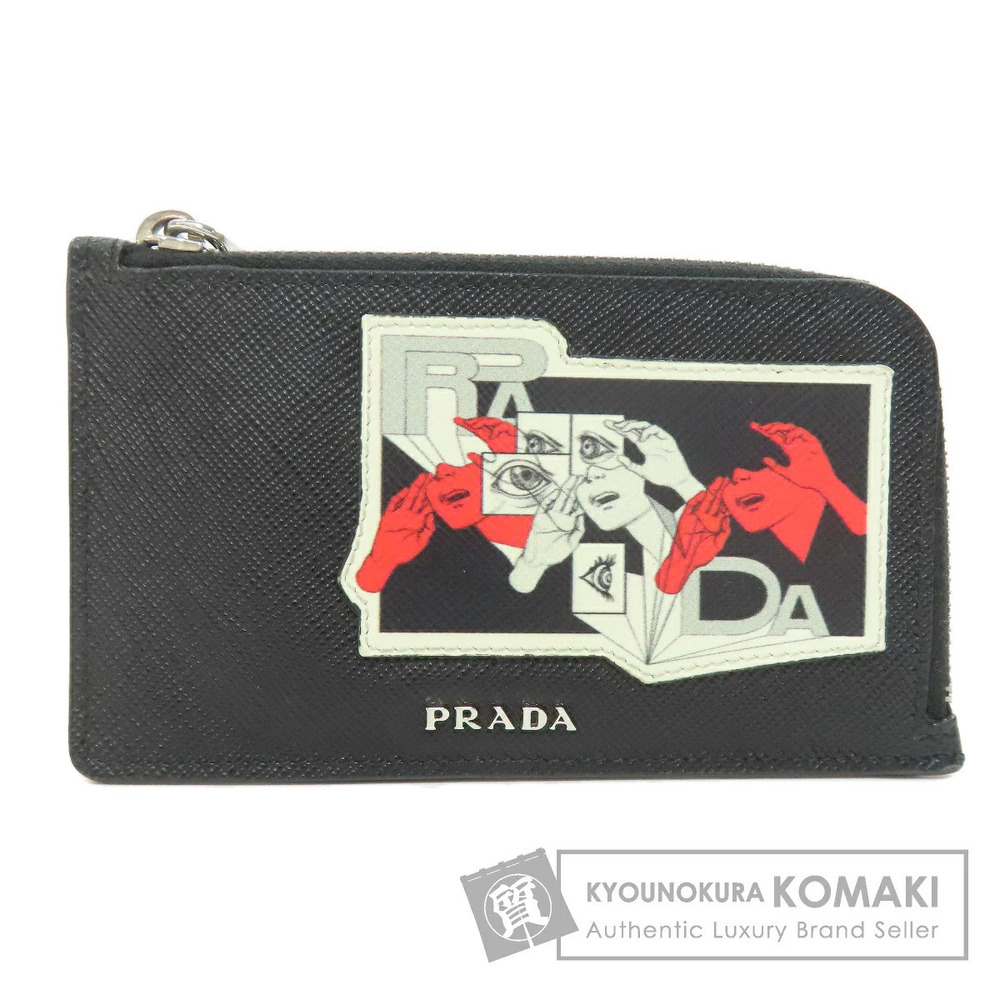 Prada Life Comics coin case Wallet Saffiano Leather